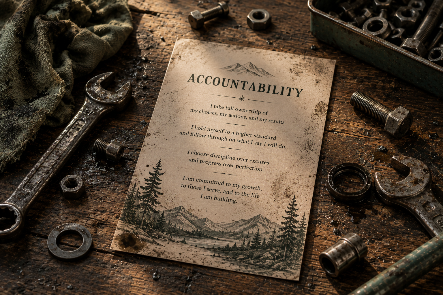 A close detail of grounded grit and discipline — Land accountability